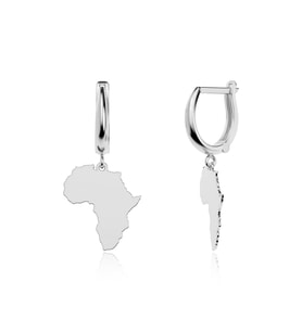 Sade Afrika Kıtası Beyaz Gümüş Küpe