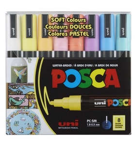 Uni Posca Su Bazlı Marker Seti PC-5M 1.8-2.5mm 8li Soft Color