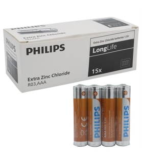 Philips LongLife Extra Zinc-Carbon İnce Kumanda Kalem Pili AAA (60'lı Paket)