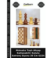 Özel Üretim Strateji Hediye Mıknatıs Taşlı Ahşap Katlanabilir Kutulu Satranç Oyunu 35 Cm G224