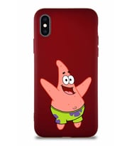 Apple iPhone XS Soft Premier Kapak Patrick Yıldız Tasarımlı Silikon Kılıf - Mürdüm (Şeffaf)