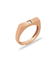 Beyaz Zirkon Taşlı Modern Tasarım Rose Renk Free Size 925 Ayar Gümüş Kadın Tektaş Yüzük