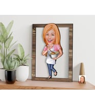 BK Gift Kişiye Özel Kadın Chef Karikatürlü 3D Ahşap Tablo, Sevgiliye Hediye, Arkadaşa Hediye, Yıl Dönümü Hediyesi, Doğum Günü Hediyesi-3