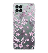 Samsung Galaxy M33 Kapak Floral Pudra Tasarımlı Şeffaf  Kılıf