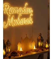 3D Cami Siluet Dekor 2 Pilli Mum Dahil Ramazan Masa Üstü
