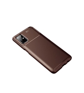 Newface Samsung Galaxy M51 Kılıf Auto Focus Karbon Kapak - Kahverengi
