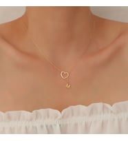 Kişiye Özel 925 Ayar Gümüş Sallantılı Kalp Harf Model Kolye (Gold)