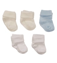 Beyaz Mavi Ekru 5'li Çorap Set 0-6 Ay (Standart)