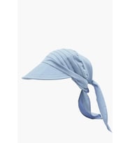 Kadın Safari Bağlamalı Eşarp Siperli Bandana Plaj Şapkası (Mavi)