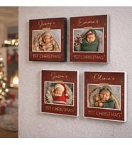Ahşap Çek Yapıştır Fotoğraf Çerçevesi - 20x20cm-4 adet-baskılar dahil (Beyaz)