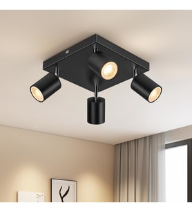 RİOLIGHT MODERN2 SİYAH2 HAREKETLİ BAŞLIK 4XGU10 KARE TABAN LED SPOT LED AVİZE (AMPUL DAHİL)