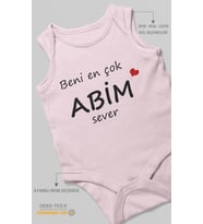 Beni En Çok Abim Sever Baskılı Bebek Zıbını – Çıtçıtlı Body  %100 Pamuk Sıfır Kol (Bebek Pembesi)