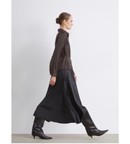 LCW Modest Siyah Beli Lastikli Saten Pileli Etek