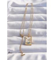 Northcity 316L Çelik Zincir Gold Renk Ay Detay Mavi Zirkon Taşlı Tarot Kolye 5886