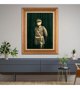 Altın Varaklı Çerçeveli Paspartulu Atatürk Tablo nl02A188 (Gold)