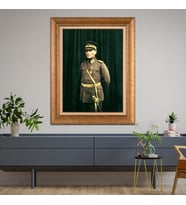 Altın Varaklı Çerçeveli Paspartulu Atatürk Tablo nl02A188 (Gold)