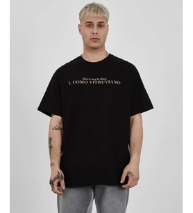 ERKEK Bisiklet Yaka Tişort Baskılı Oversize kısa kol T-Shirt - Siyah