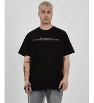 ERKEK Bisiklet Yaka Tişort Baskılı Oversize kısa kol T-Shirt - Siyah