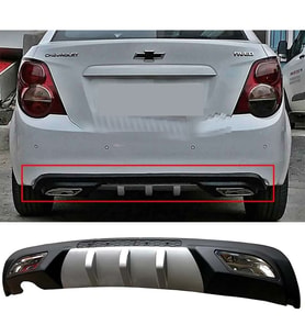 Chevrolet Aveo Sedan Difüzör Difizör Gri + Kare Egzoz Görünüm C Tip 2012 - 2016