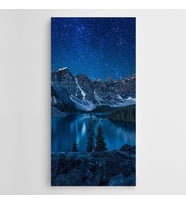 Çam Ağaçları Yıldızlar ve Gece Panoramik Kanvas Tablo