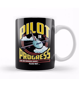 Funny Pilot In Progress Please Wait Airplane Pilot Kupa Bardak Porselen