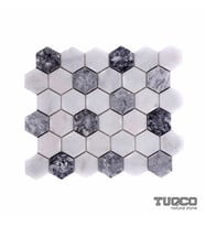 2’’ Hexagon Muğla B. - Gümüş Honlu Mermer Mozaik