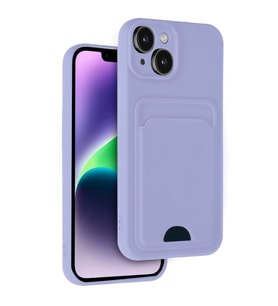iPhone 14 Kılıf Kelvin Kartvizitli Silikon - Lila