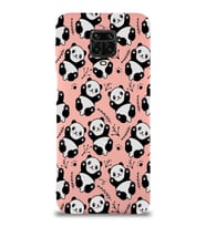 Xiaomi Redmi Note 9s Uyumlu Lansman Kılıf Panda Tasarımlı İçi Kadife Kapak-Pembe (Şeffaf)