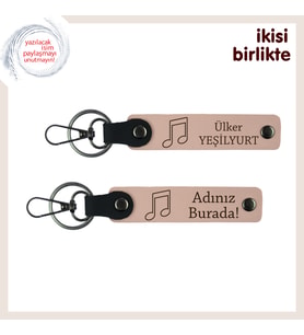 Müzik Gibi Uyumlu Kalplere Anı, Nota Temalı Deri Anahtarlık Takımı, Yavru Ağzı-Yavru Ağzı