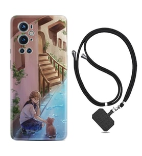 Tecno Spark 9 Pro Kılıf Resimli Boyun Askılı İpli Desenli Silikon Series Cat And Girl 1808