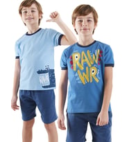 Rawr Erkek Çocuk 2'li T-shirt Takım (Mavi)