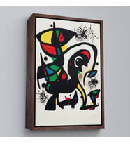 Çerçeveli Joan Miro - Acıtmadan Vurun Tablosu (Altın)