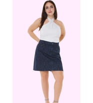 Kadın A line Yüksek Bel Denim Mini Etek Pamuk Rahat Günlük Kullanım Yaz Aylarının Vazgeçilmezi (Koyu Mavi)