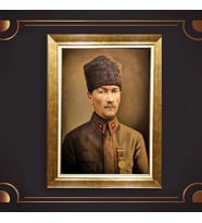 Özel Seri Paspartulu Çerçeveli Atatürk Tablo l508 (Gold)