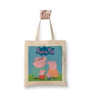 Peppa Pig 07 Beyaz Bez Çanta Uzun Saplı Alışveriş Çantası Plaj Çantası