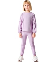 Kız Çocuk Waffle Dokulu Sweatshirt ve Pantolon Takımı Kaliteli Şık Rahat Günlük