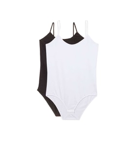 2 Adet İp Askılı Kadın Çıtçıtlı Body Siyah ve Beyaz
