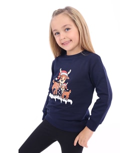 Toontoy Unisex Çocuk Baskılı Sweatshirt (Lacivert)