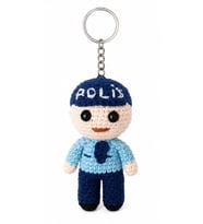 Maskot Polis Bebek Amigurumi Organik Anahtarlık Oyuncak