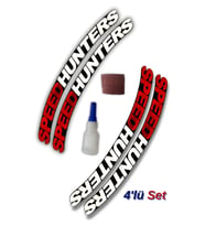 Speedhunters Otomobil Motosiklet 3D Araç Lastik Jant Yazısı Arma Sticker Şerit Kırmızı - Beyaz _ 4'Lü Set