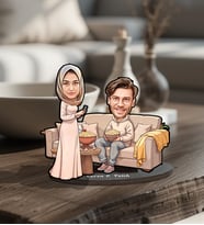 Sevgililer Gününe Özel Tesettür Aile Tasarımlı Karikatür Biblo (1)
