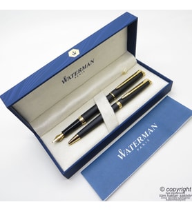 Waterman Hemisphere Mat Siyah GT Dolma Kalem + Tükenmez Kalem Set  İsme Özel Kalem  Hediye Kalem