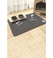 MAtGo Pati Food Water Gri Beslenme Matı Kaymaz Sıvı Geçirmez Kedi Köpek Mama Paspası 50x70cm