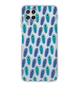 PrintiFy Samsung Galaxy M32 ile Uyumlu Nazar Boncuğu 4 Baskılı Kamera Korumalı Şeffaf Silikon Kılıf