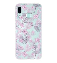 Samsung Galaxy A30 Uyumlu Kapak Floral Pudra Tasarımlı Şeffaf Silikon Kılıf