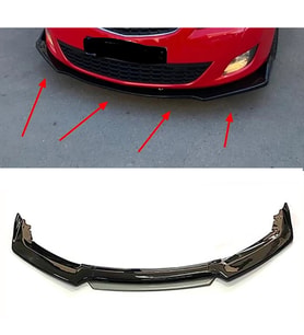 Opel Astra J Gri Renkli Şeritli Dilli Ön Lip 4 Prç Parlak Siyah ABS 2011 - 2020