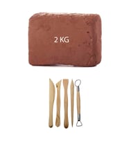 Kahve Çamur Kırmızı Kil Seramik Hamuru 2 kg Ebeşuar Seti Seramik Şekillendirme Seti