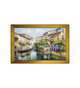 Manzara Temalı Kanvas Tablo 80 x 110 cm Gold Çerçeve