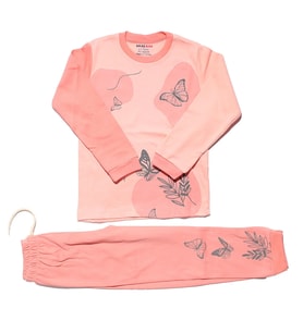 Kız Çocuk Pembe Kelebek Baskılı 2'li Pijama Takımı