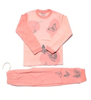 Kız Çocuk Pembe Kelebek Baskılı 2'li Pijama Takımı